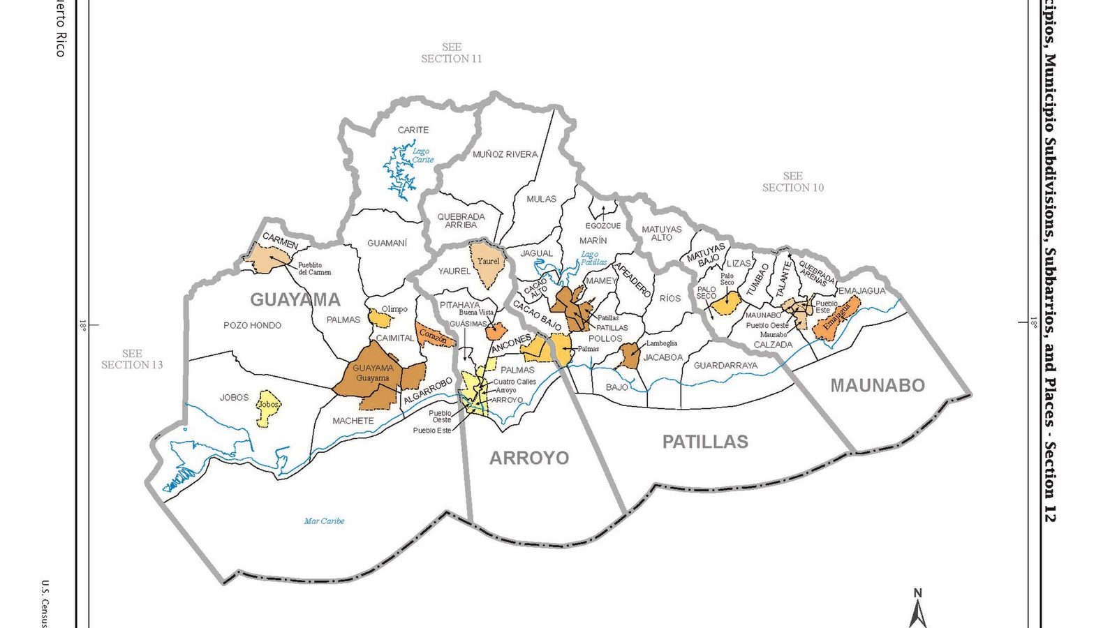 Map showing the location of Maunabo in southeastern Puerto Rico