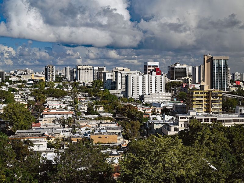 Aerial view of Hato Rey district in San Juan, Puerto Rico