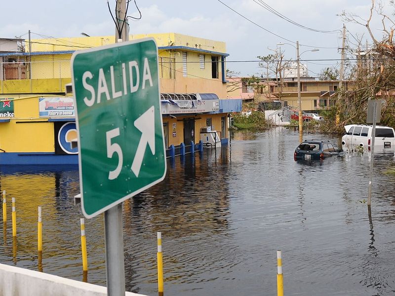 Flooded street and area in Carolina, Puerto Rico
