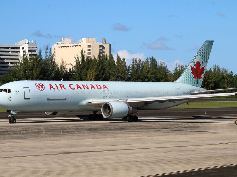 Air Canada Cargo Boeing 767-300F freighter aircraft on the ground at Luis Muñoz Marín International Airport in San Juan