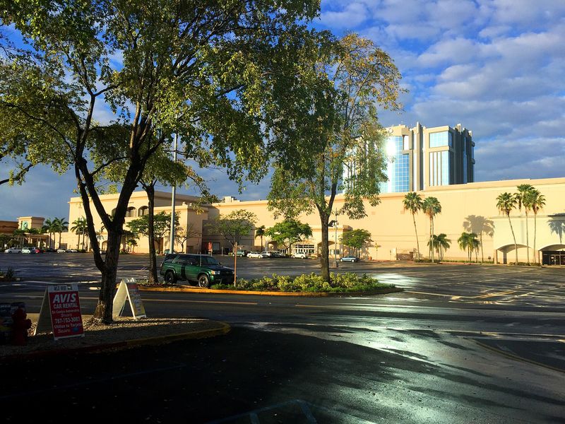 Exterior view of Plaza Las Américas shopping center in San Juan, Puerto Rico at 7am