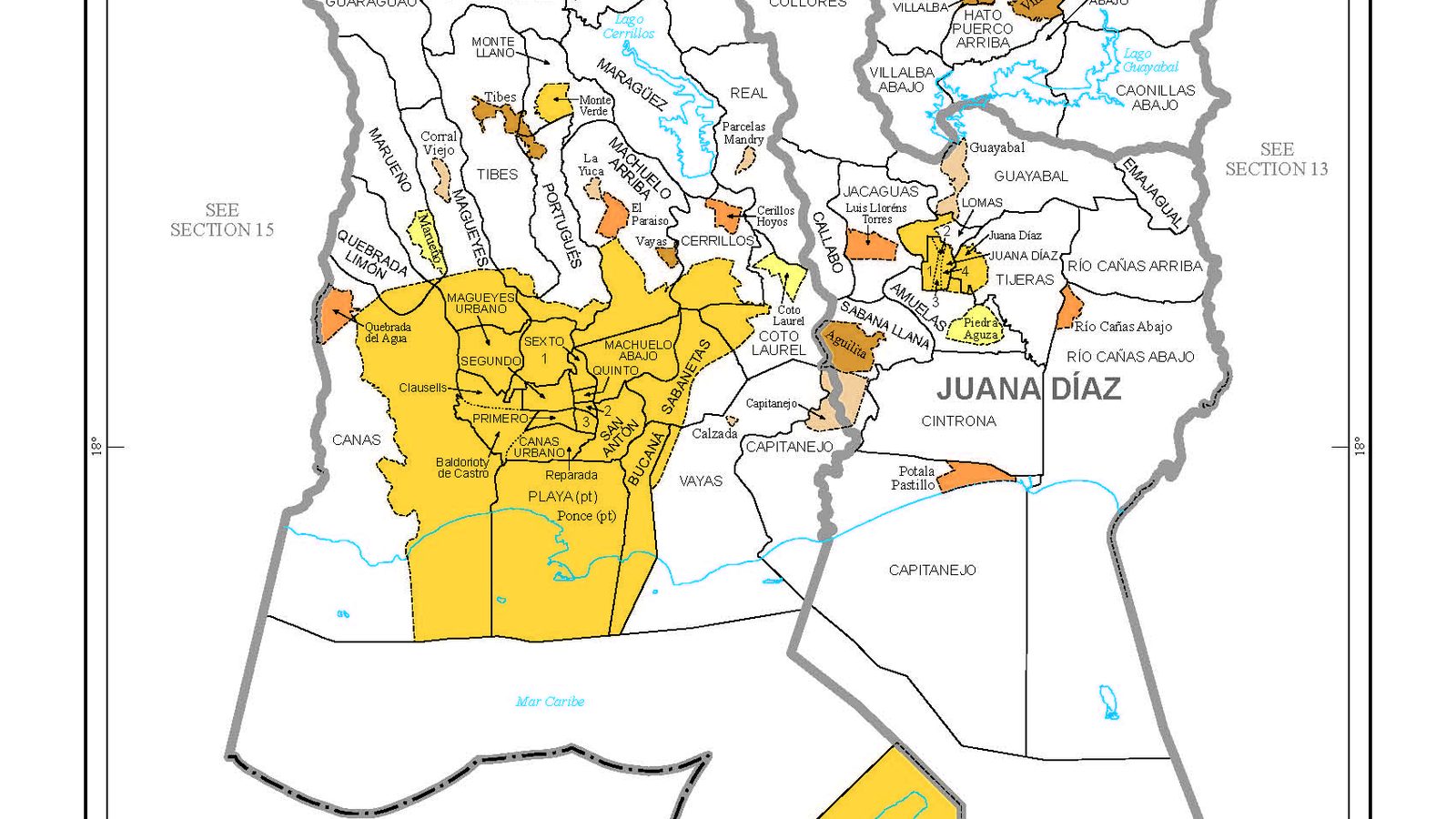 Map showing the location of Villalba, Puerto Rico