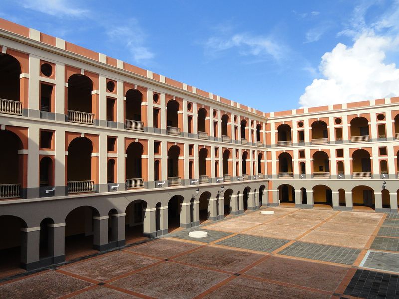 Exterior view of the Museo de las Americas building in Old San Juan, Puerto Rico