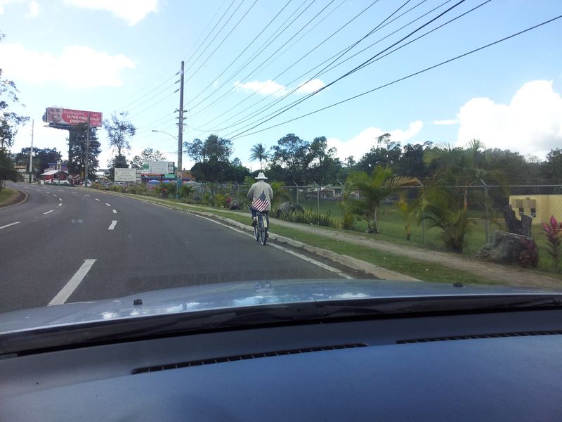 Bicyclist riding on a road in Cayey, Puerto Rico