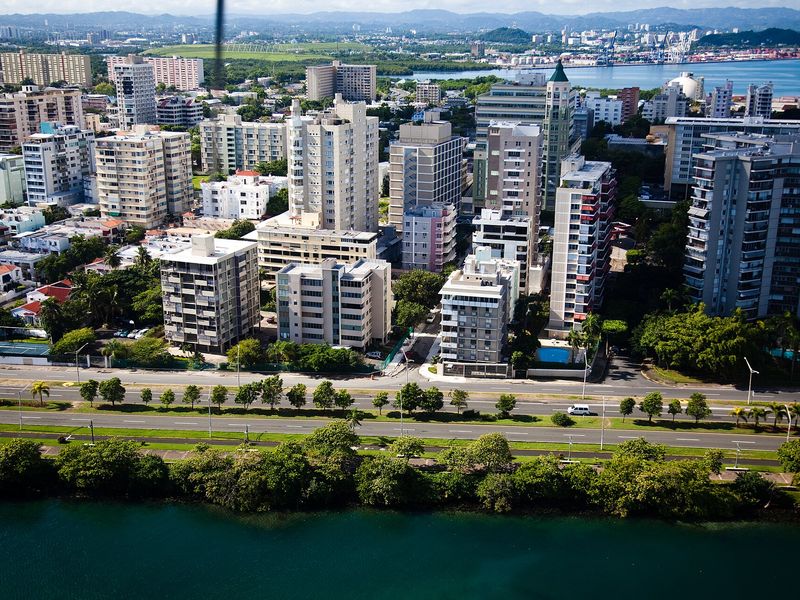 Aerial view of the Miramar district, Santurce, San Juan
