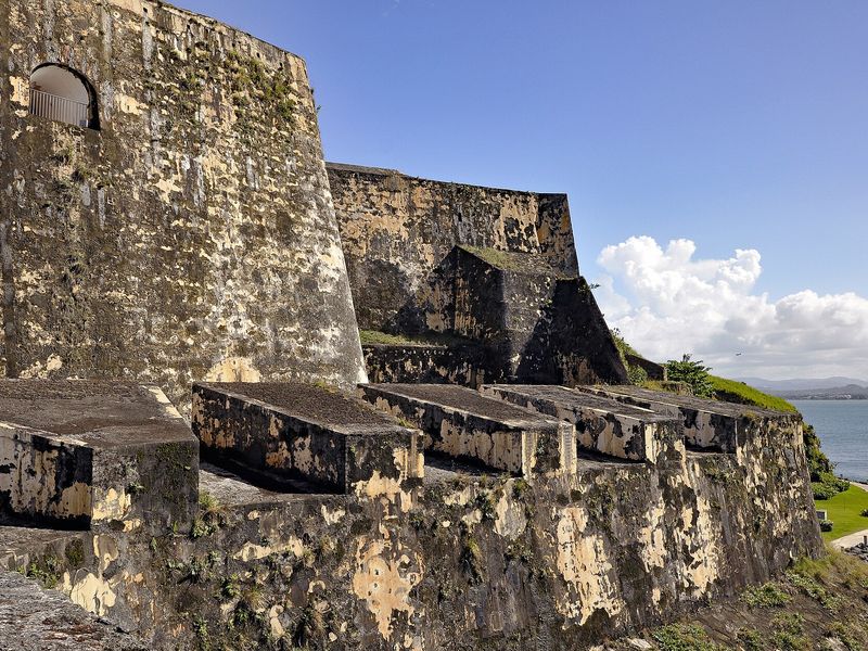 Walls of Castillo San Felipe del Morro facing San Juan Bay