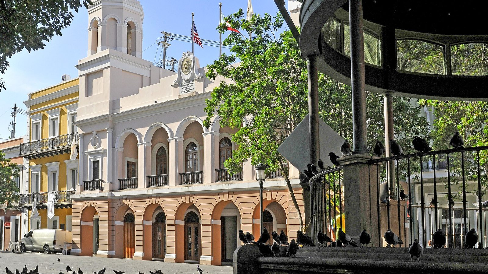 Plaza de Armas with the city hall and bandstand, Old San Juan