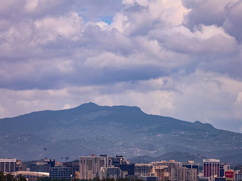 Hato Rey and El Toro peak in the Sierra de Luquillo, seen from Old San Juan