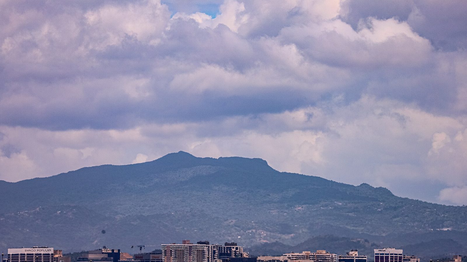 Hato Rey and El Toro peak in the Sierra de Luquillo, seen from Old San Juan
