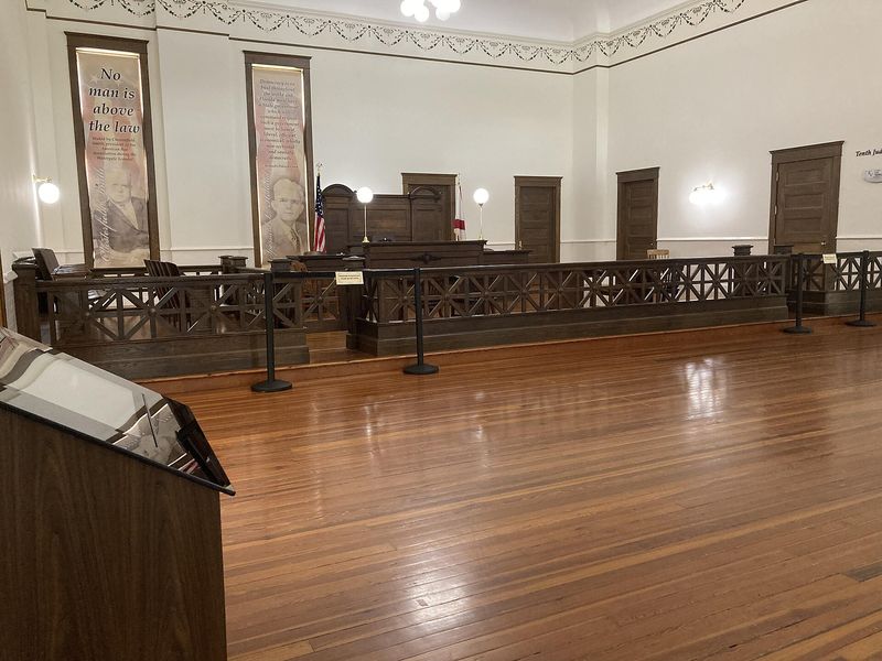 Interior of the 1908 courtroom in the Old Polk County Courthouse