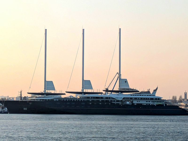 The luxury sailing yacht Orient Express Corinthian at sea