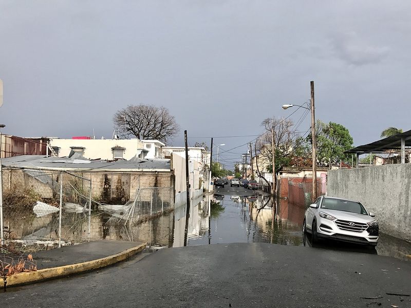 Flooded street in San Juan, Puerto Rico