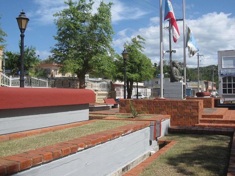 Central plaza in Vega Alta barrio-pueblo, Puerto Rico