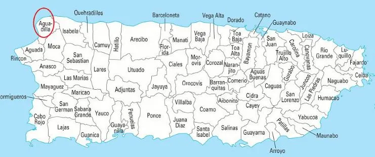 image of Aguadilla, PR on map