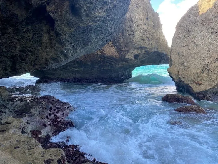 Marea alta y olas en Survival Beach