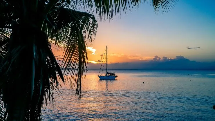 image of floating sail boat near Vieques