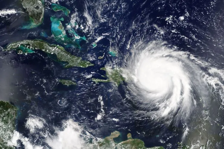 image showing a radar shot of hurricane María in 2015.
