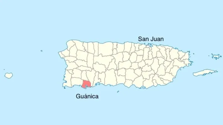 image showing the map of Puerto Rico depicting Guanica