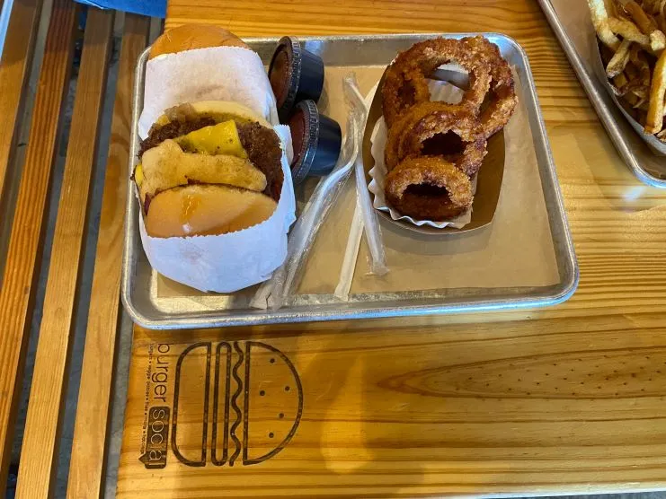 image of the Bad Boy Burger and Onion Rings
