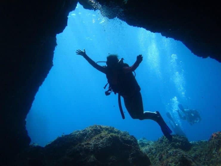 image of a diver underwater