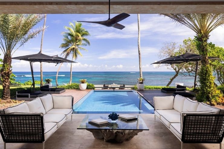 image of a pool with beach view