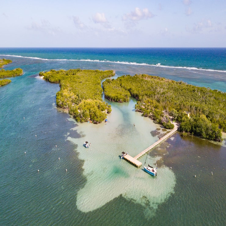 aerial drone view of Gilligan island