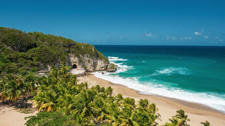 image of beach with tunnel