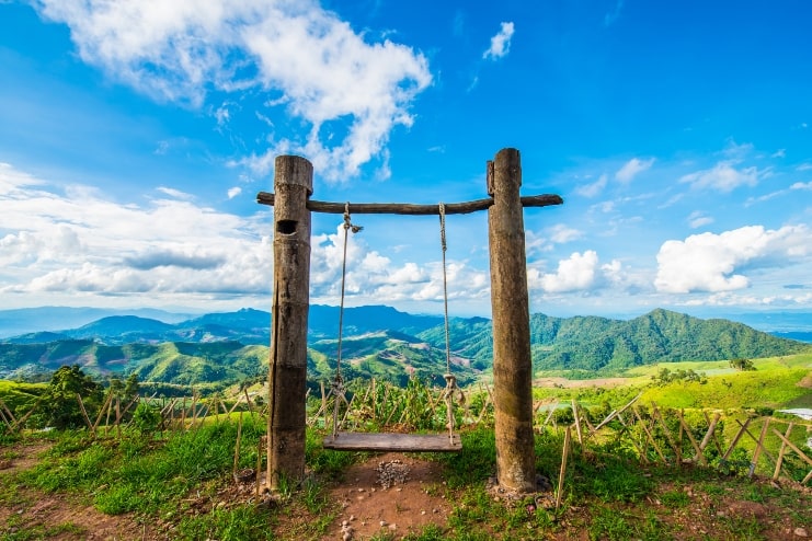 image of wood swing