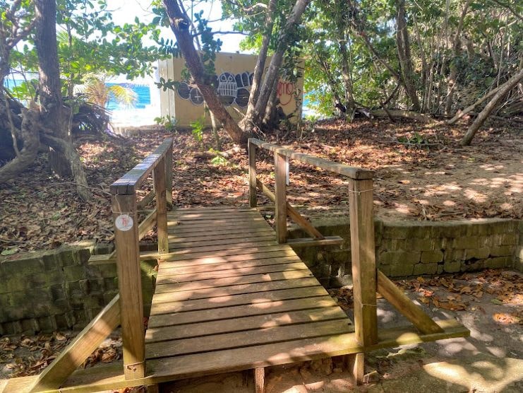 image of the little bridge to Survival Beach