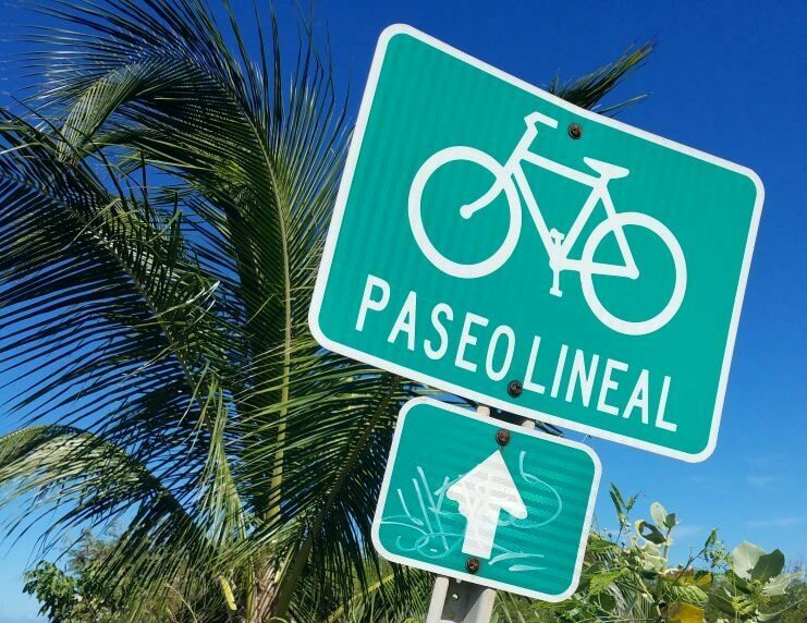 Paseo Lineal's bike trail sign