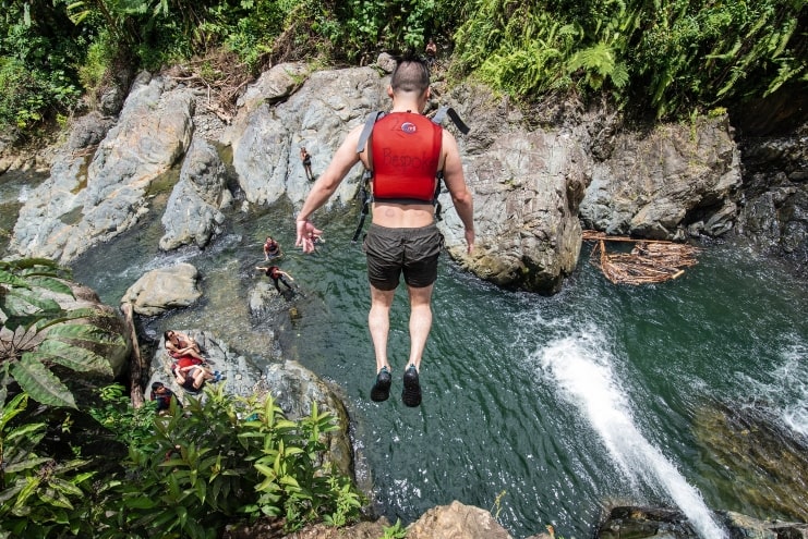 image of a person jumping to water