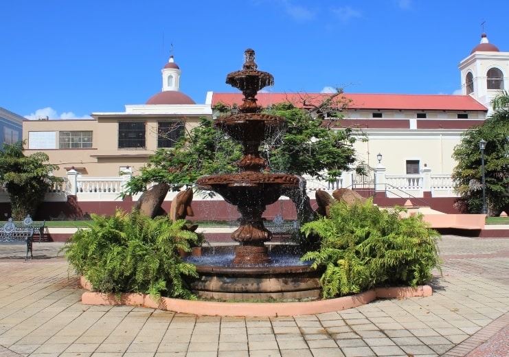 image of fountain in town square