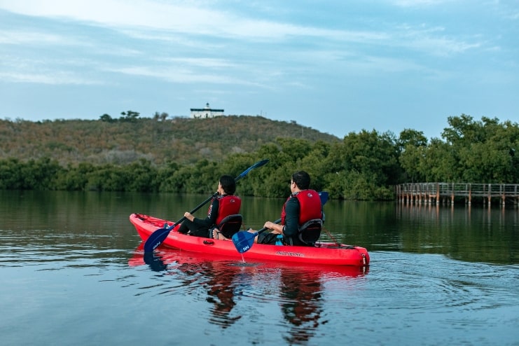 image of two person kayaking