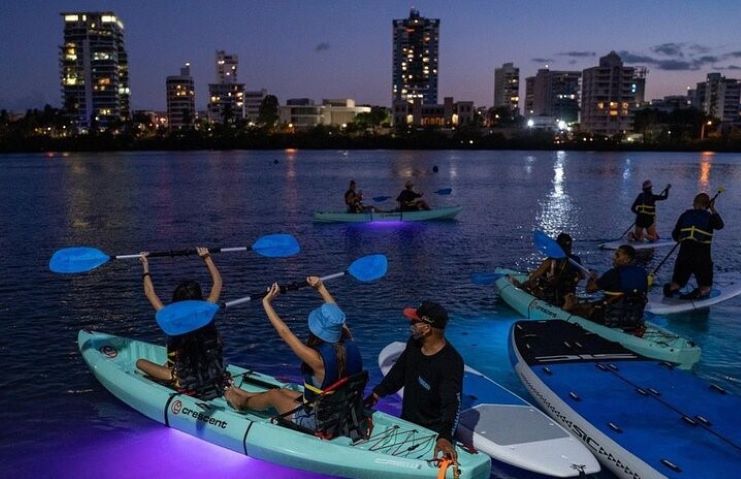 image of a night kayak in Condado Lagoon