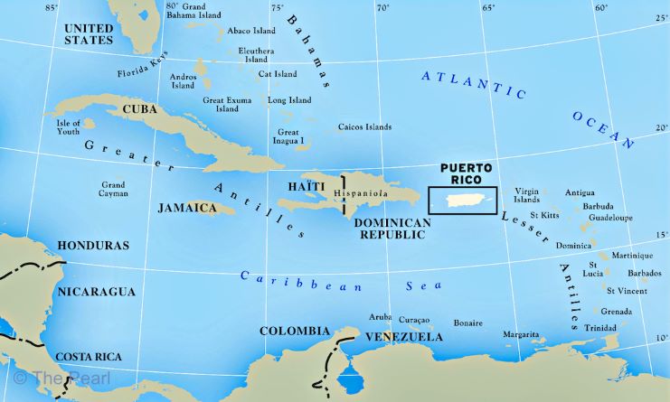 image of a map showing Puerto Rico's privileged and strategic location in The Caribbean