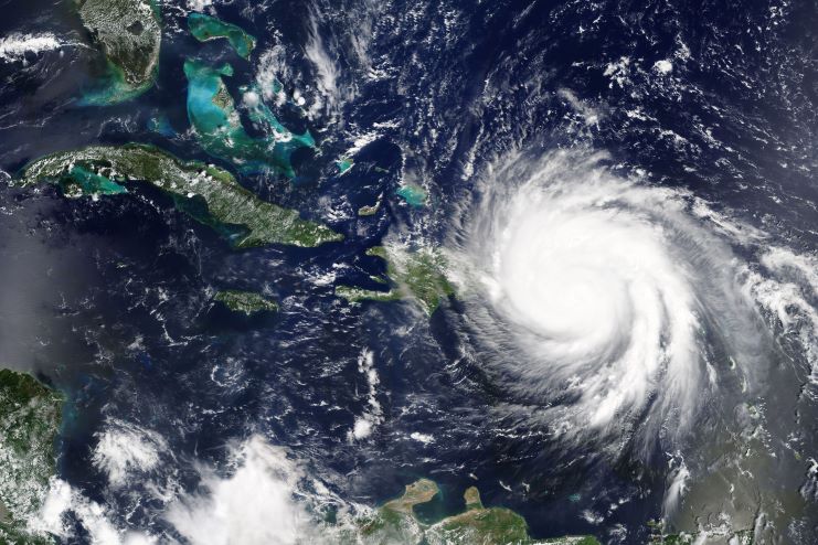 image showing a radar shot of hurricane María in 2015.