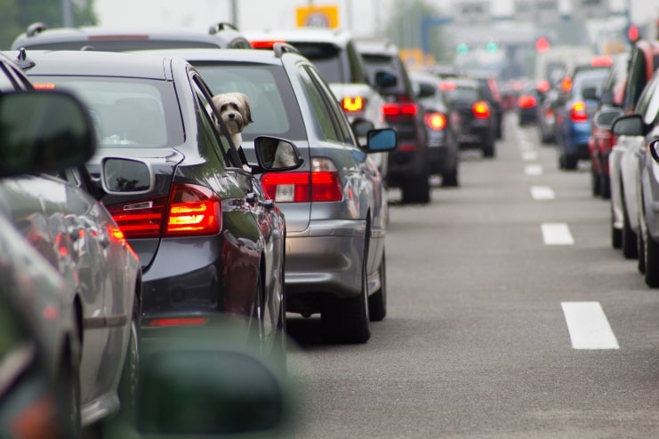 image of cars on highway in traffic jam