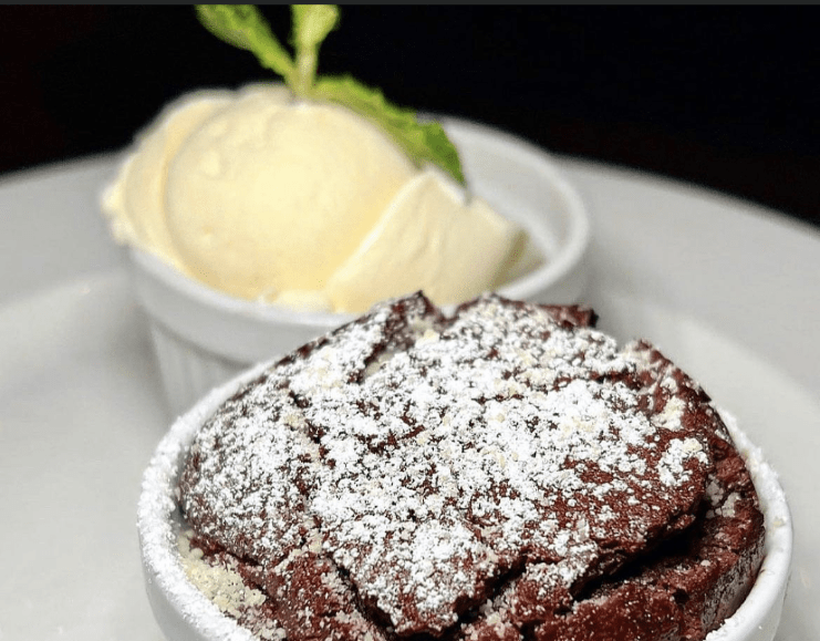 image of Santaella’s Chocolate Cake with Housemade Vanilla Ice Cream