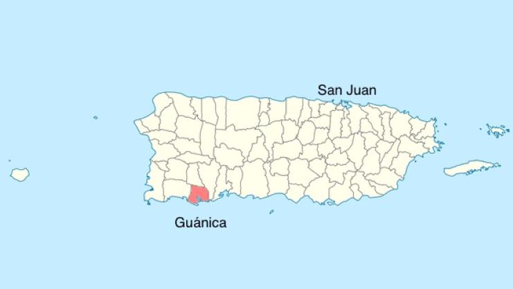 image showing the map of Puerto Rico depicting Guanica