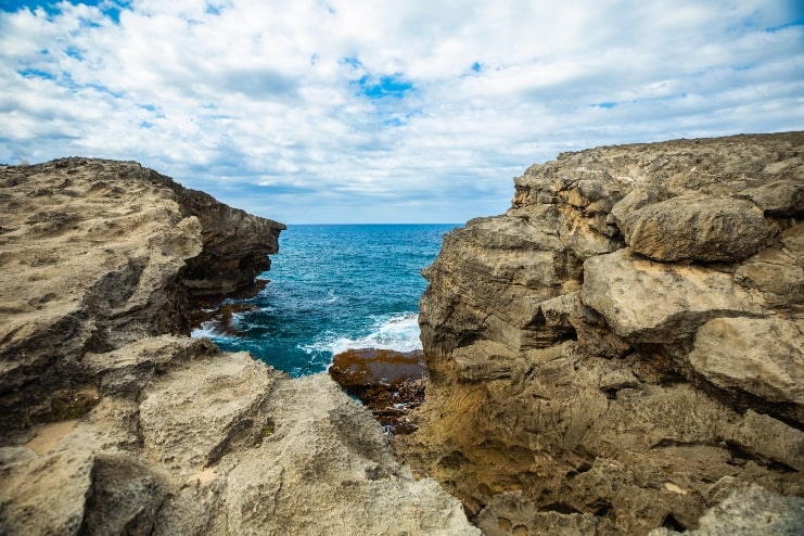 image of an ocean view from cliffs at Cueva del Indio