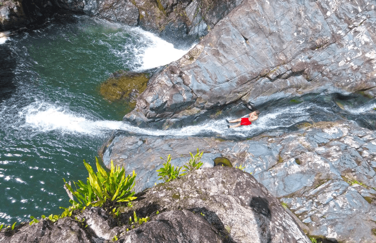 image of a guy enjoying the water slides