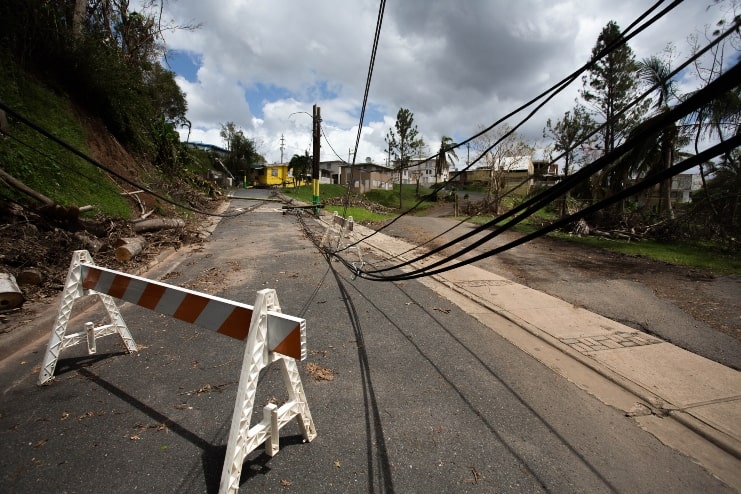 image of electrical lines after Hurricane Maria