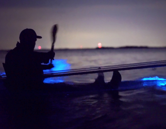a man holding a paddle in a kayak